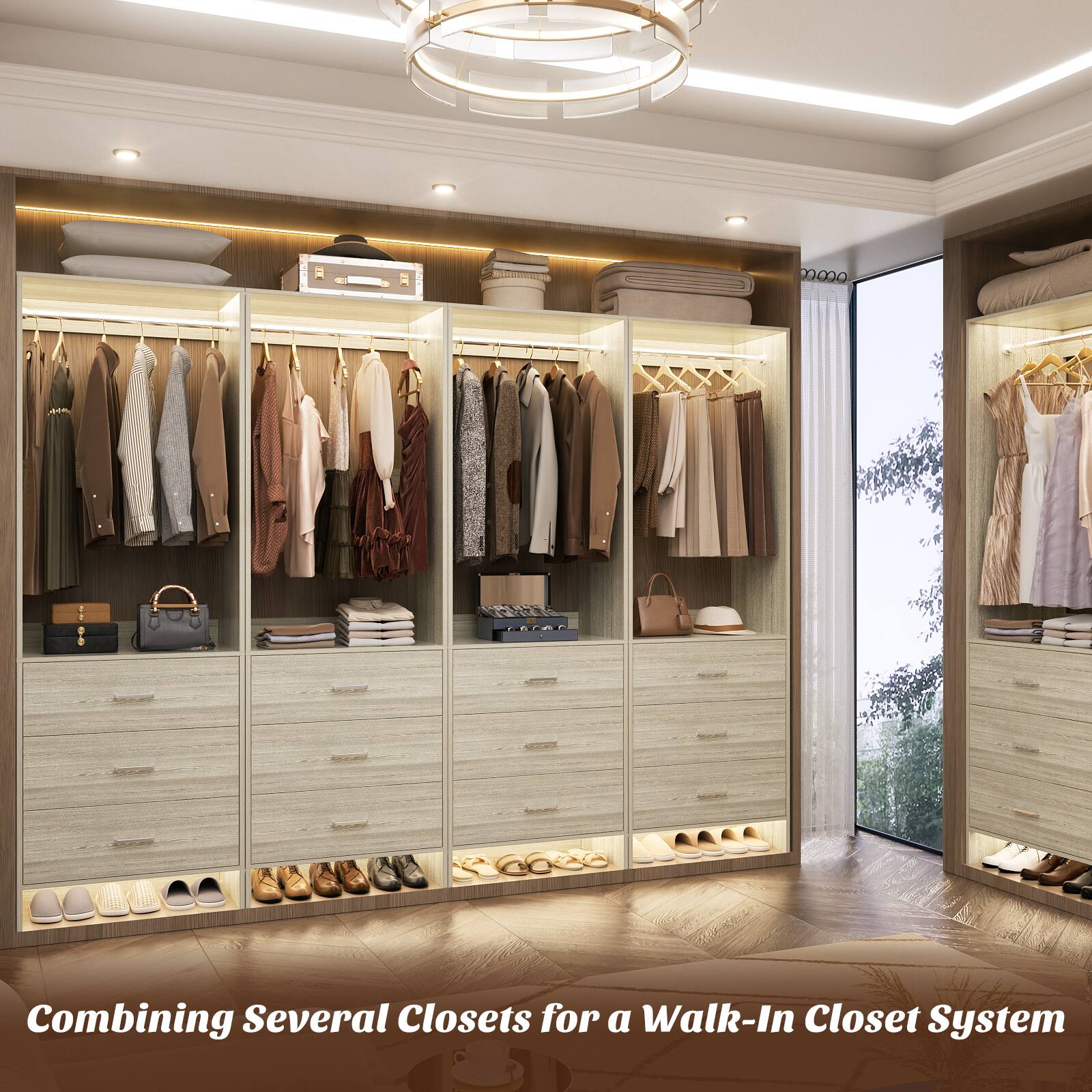 Combining Several Closets for a Walk-In Closet System