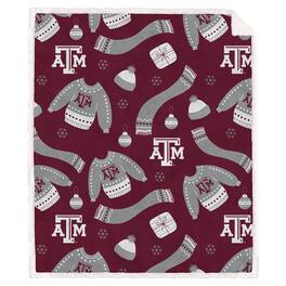 Pegasus - Texas A&M Aggies 60" x 70"-Ugly Sweater Flannel Fleece Sherpa Blanket - Multicolor