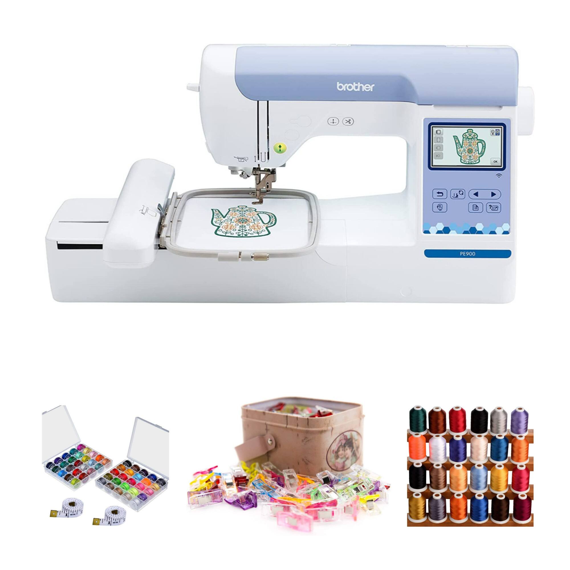 Brother - Elite PE900 Embroidery with Wireless LAN Connection with Sewing Bundle