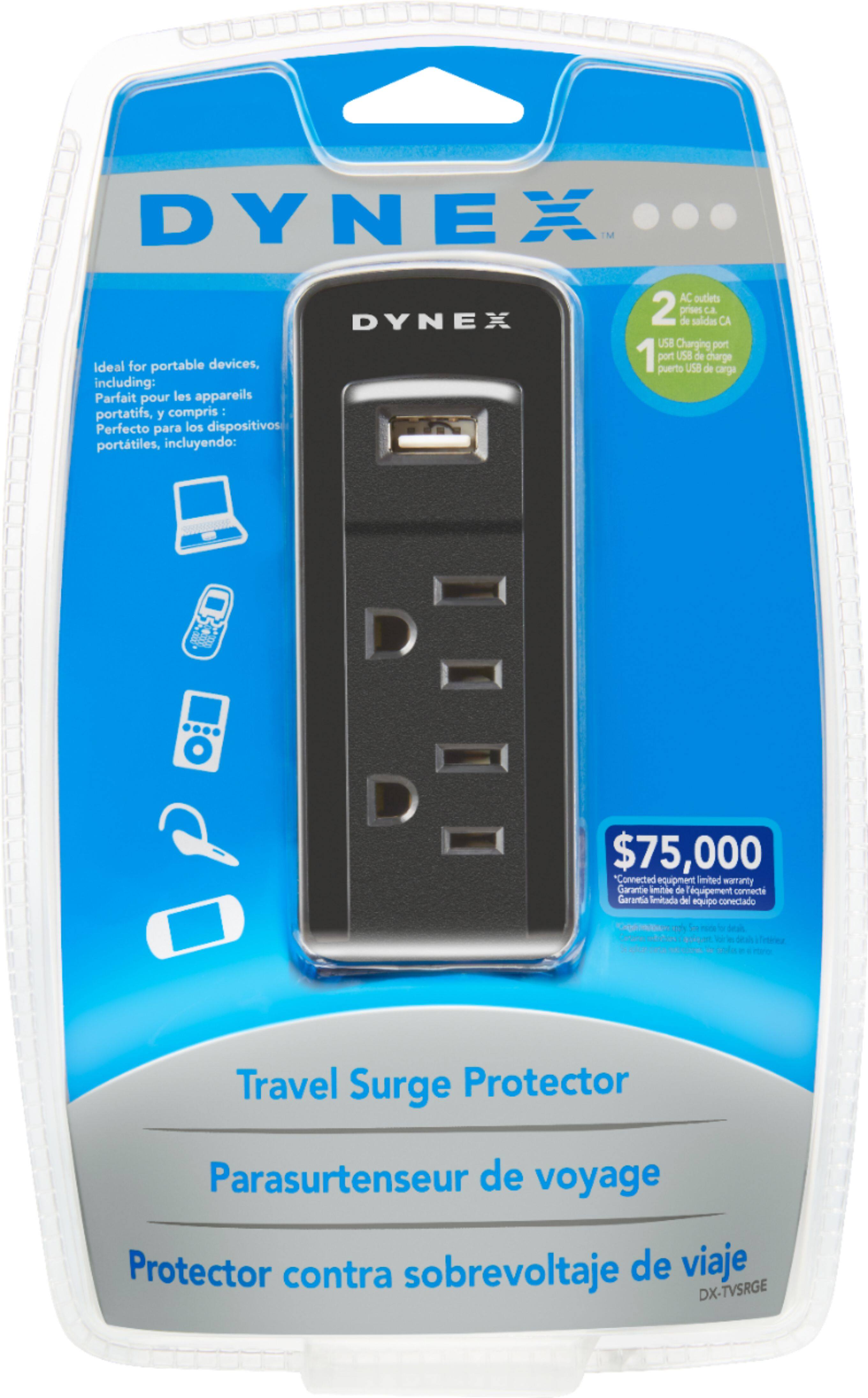 Alt View 13. Dynex™ - 2-Outlet/1-USB Surge Protector - Multicolor.