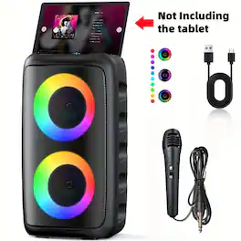 GlowWise - Karaoke Machine, Portable Bluetooth Speaker, PA Speaker with 2 Wireless Karaoke Microphones, Karaoke Machine - Black