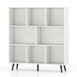 Pefilos - 8-Cube Bookcase - 5 Tapered Metal Legs Anti-Tip, Easy-Clean Surface - White