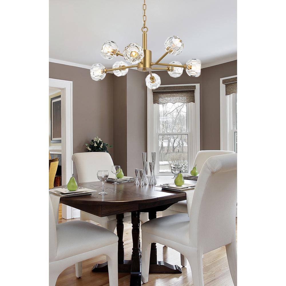 Alt View 2. Elegant Lighting - Graham 8 Light Pendant in Gold - Gold And Clear.