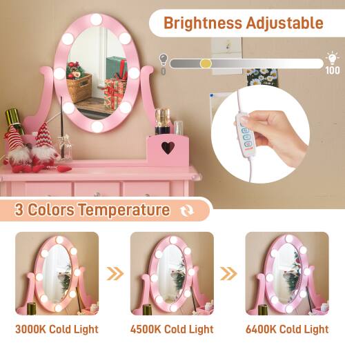 Brightness Adjustable 0-100%  
3 Colors Temperature  
3000K Cold Light  
4500K Cold Light  
6400K Cold Light