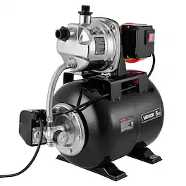 VEVOR - 1 HP Shallow Well Pump with Pressure Tank, 120V 1000 GPH, Stainless Steel Irrigation Jet Pump with 5-Gal Tank - Orange;Black