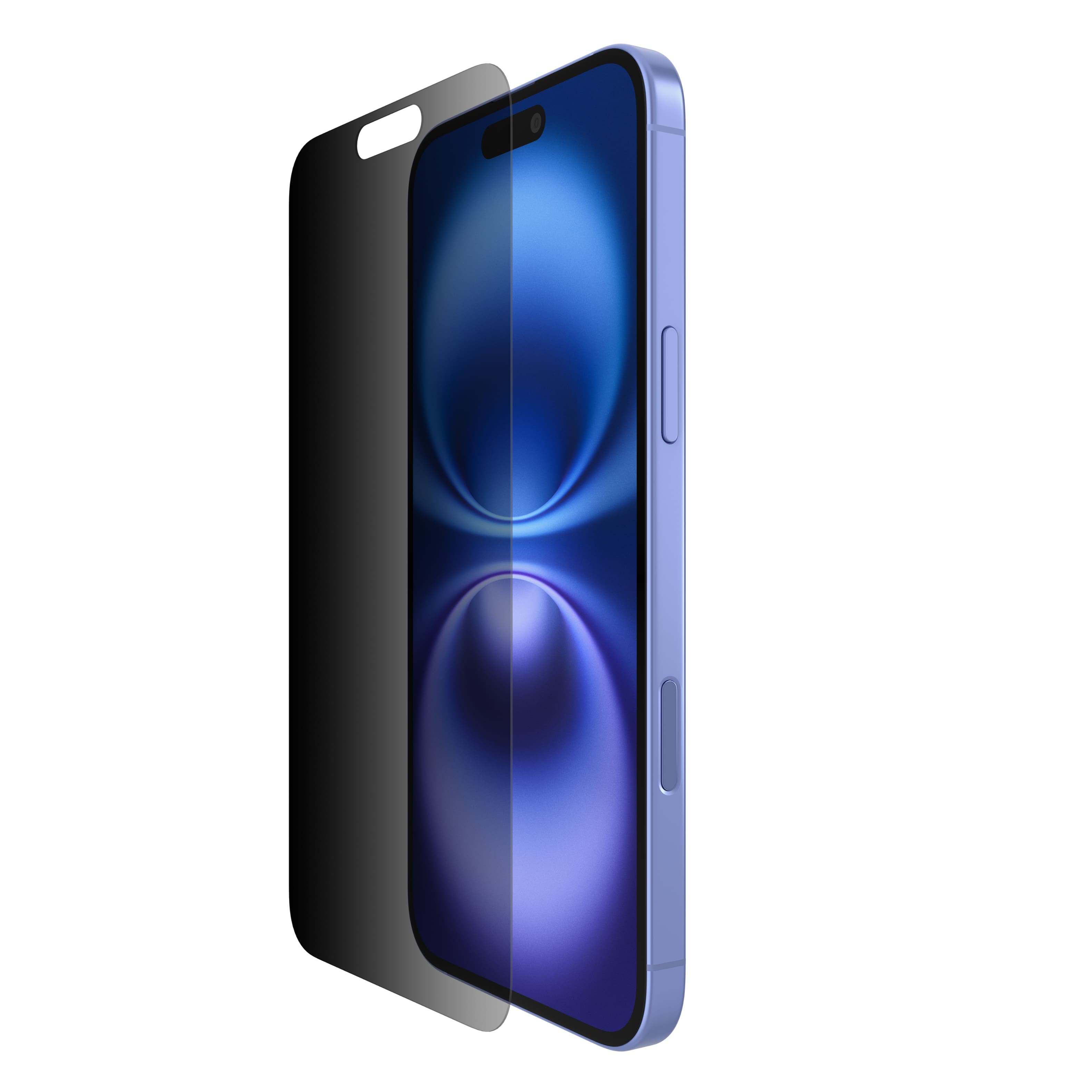 Angle. Belkin - ScreenForce Privacy InvisiGlass for iPhone 16 Plus, 15 Plus, and 14 Pro Max with EZ Align Tray - Black.