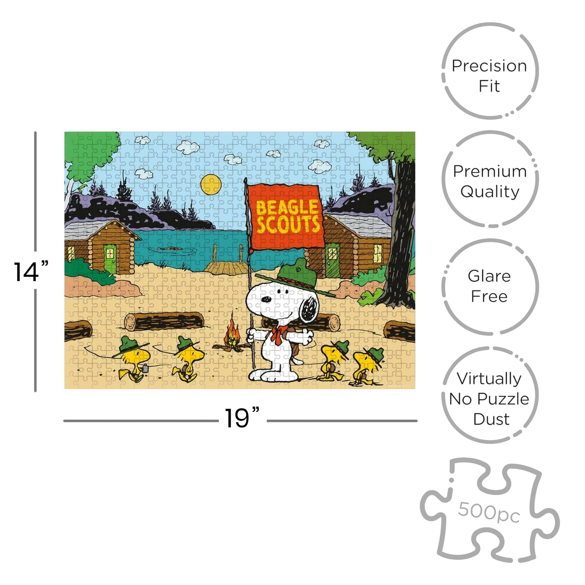 Precision Fit  
BEAGLE SCOUTS  
Premium Quality  
14" x 19"  
Glare Free  
Virtually No Puzzle Dust  
500pc