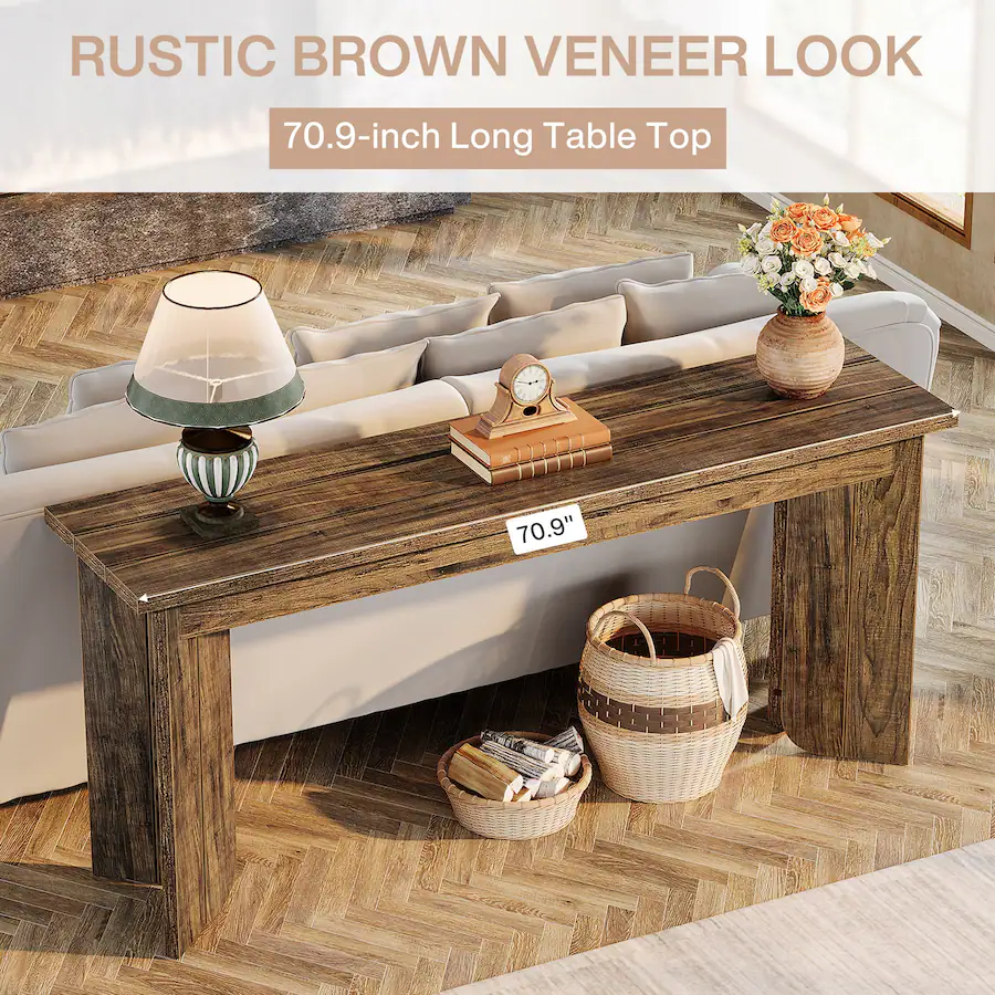 Table Top Civil Tribesigns Console Table with Engineered Wood Construction and ...