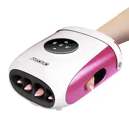 CINCOM - Cordless Hand Massager with Heat and Compression, Arthritis Relief, Pink and White – Gift for Women - White, Pink
