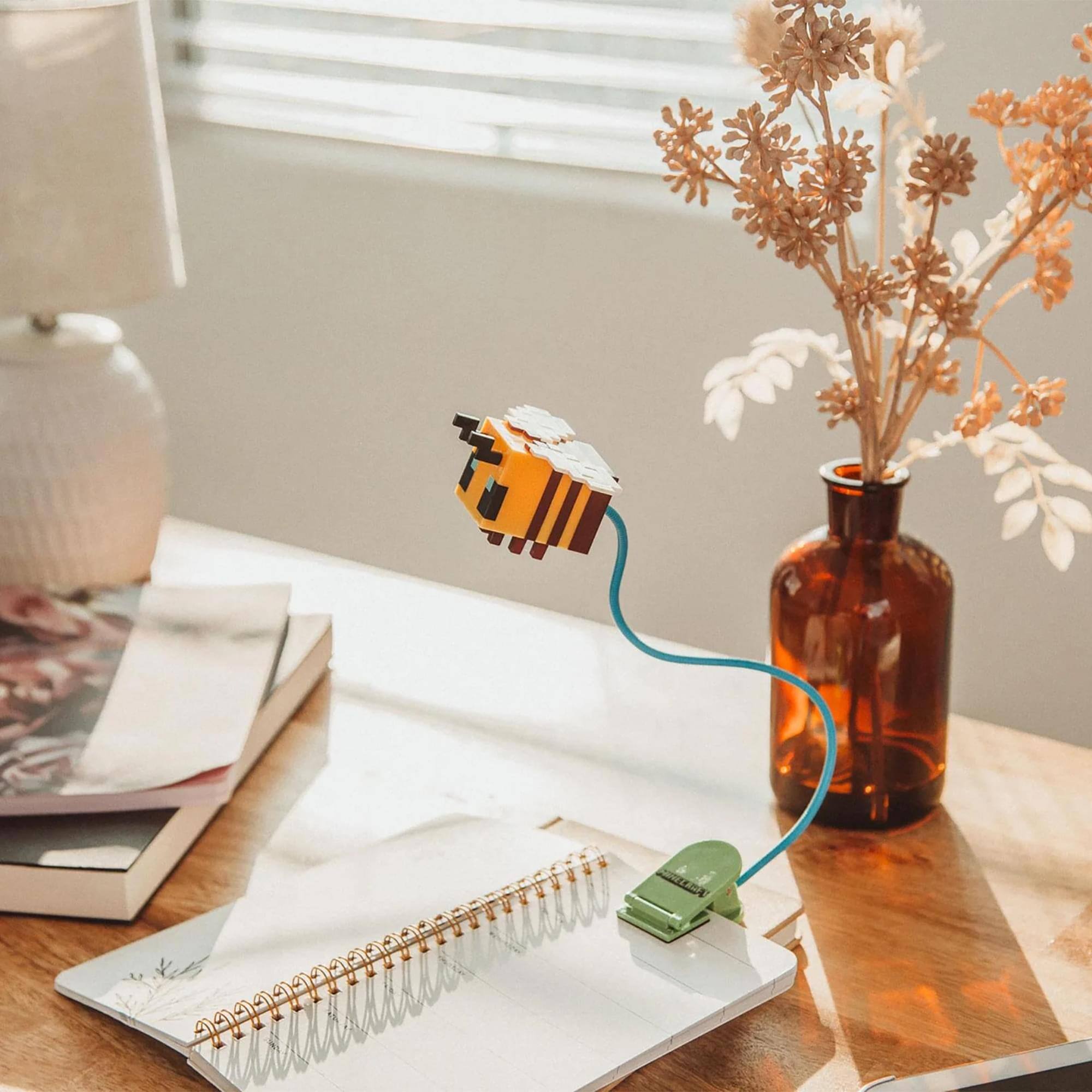 Alt View 3. Ukonic - Minecraft 2-Piece Reader Bundle | Bee Reading Light & Creeper Bookends - Green.