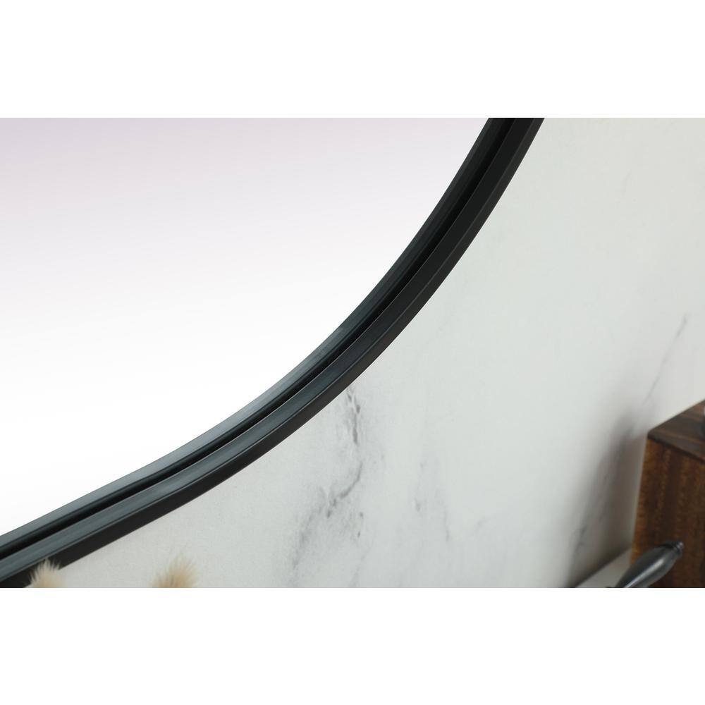 Alt View 2. Elegant Decor - Metal Frame Oval Mirror 24x60 Inch in Black - Black.