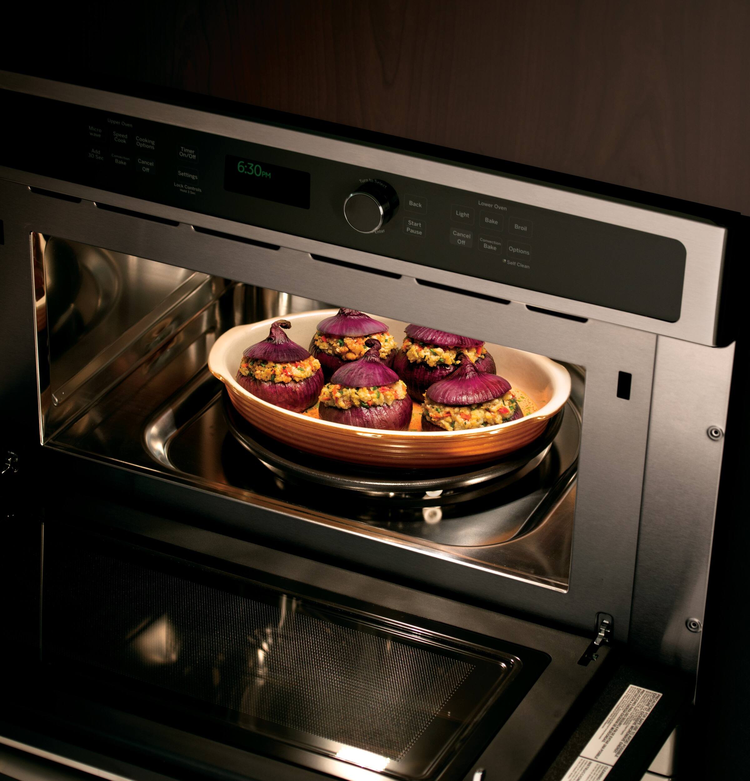 Alt View 18. GE Profile - 30" Built-In Double Electric Convection Wall Oven - Stainless Steel.