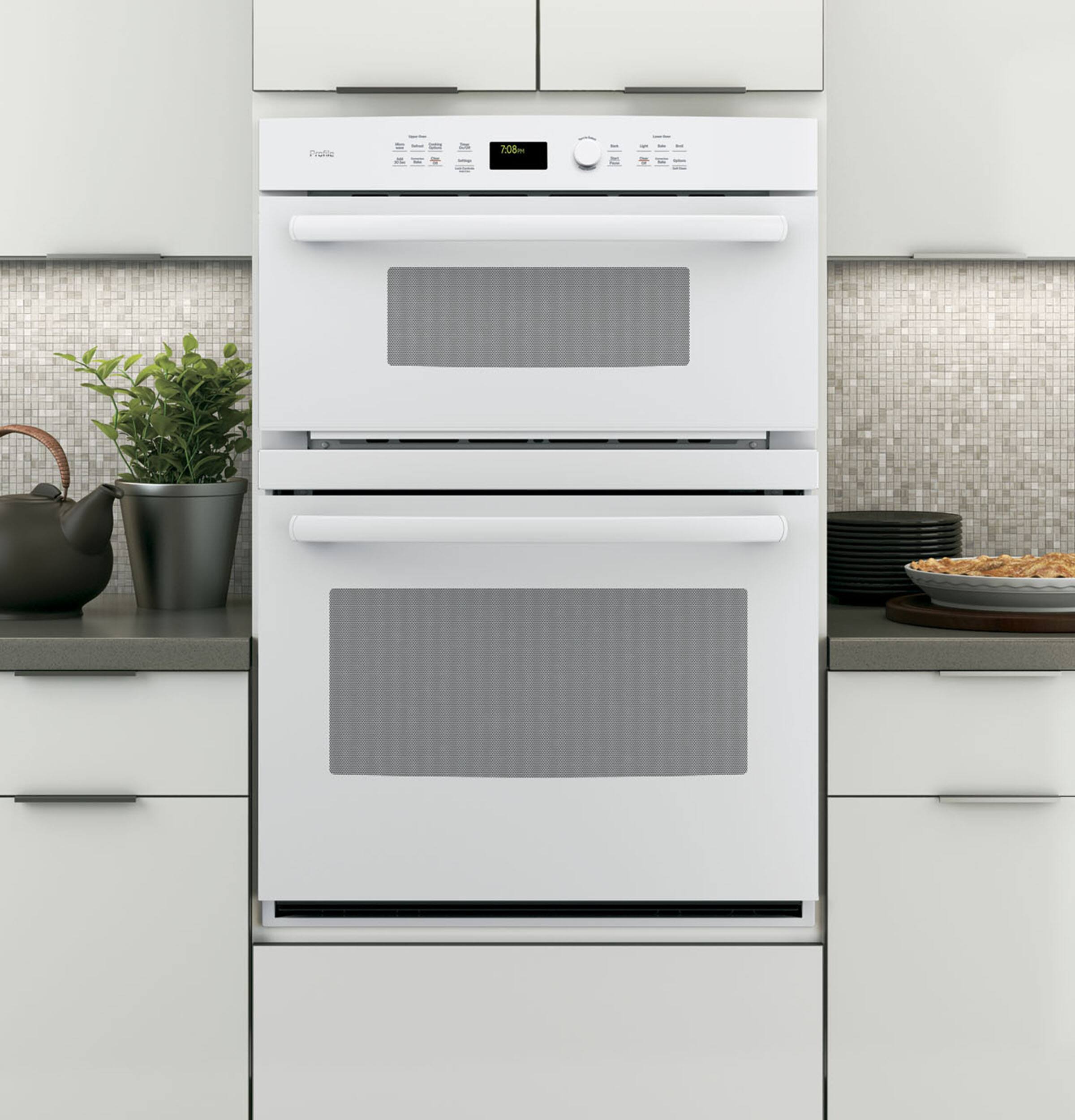 Alt View 11. GE Profile - 30" Built-In Single Electric Convection Wall Oven with Built-In Microwave - White on White.