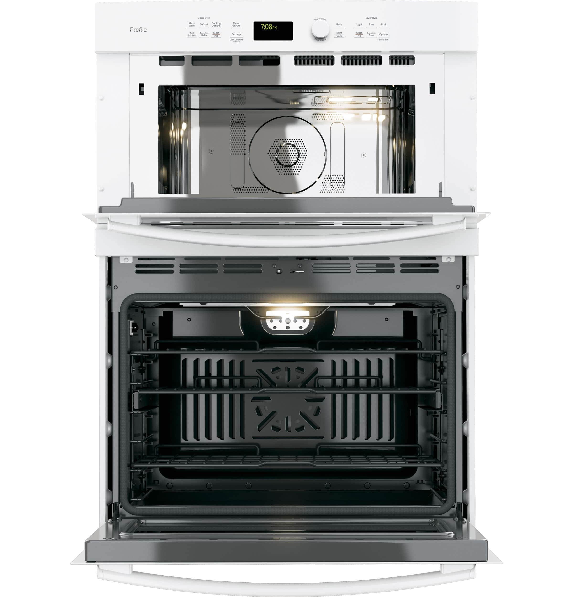 Alt View 13. GE Profile - 30" Built-In Single Electric Convection Wall Oven with Built-In Microwave - White on White.
