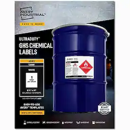 Avery - UltraDuty Waterproof Laser GHS Chemical Labels, 8-1/2" x 11", 50 Labels/Box - White