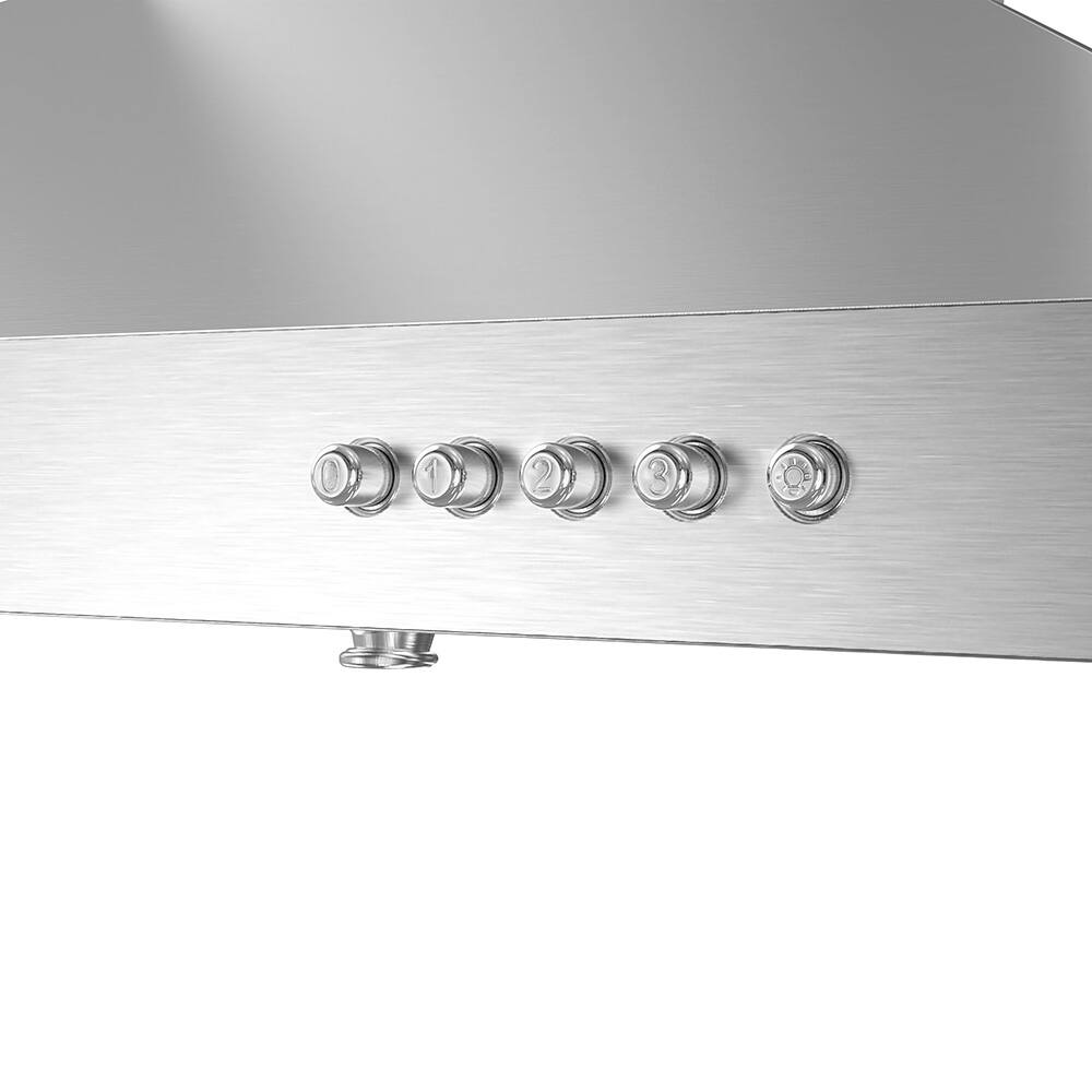 Alt View 6. Streamline - 36 in. Gaiola Ducted Wall Mount 220 CFM Range Hood, Baffle Filters, Push Button Control, LED Light - Brushed Stainless Steel.