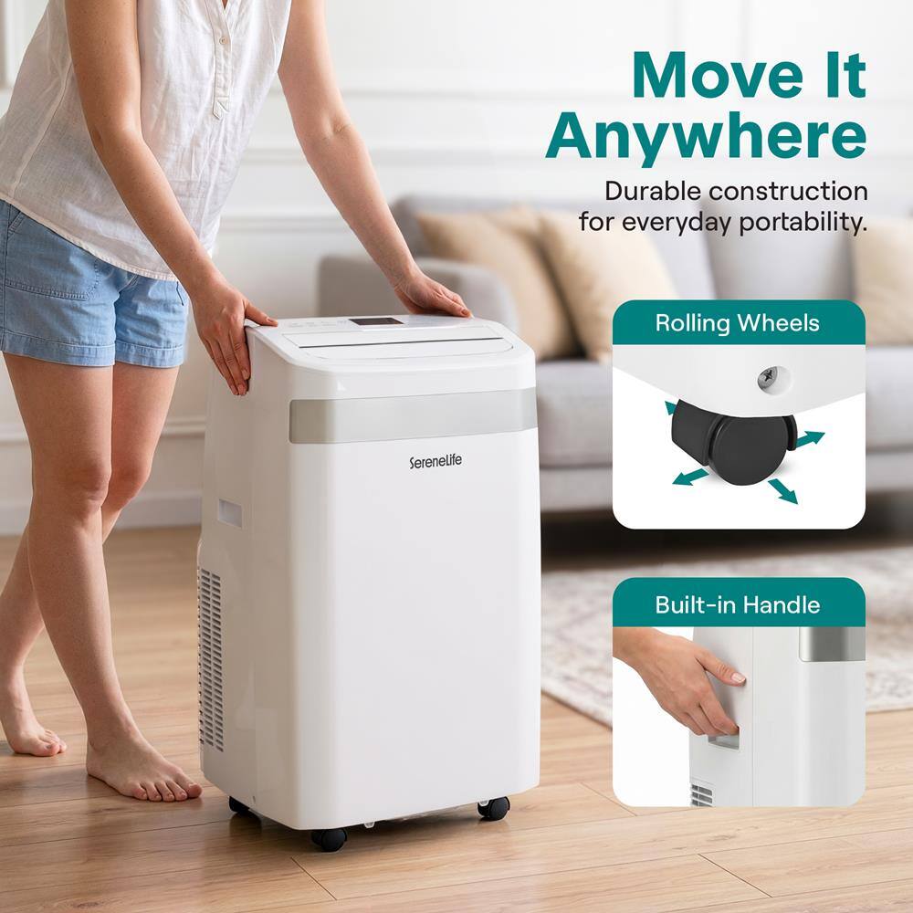 Move It Anywhere  
Durable construction for everyday portability.  
Rolling Wheels  
Serenelife  
Built-in Handle