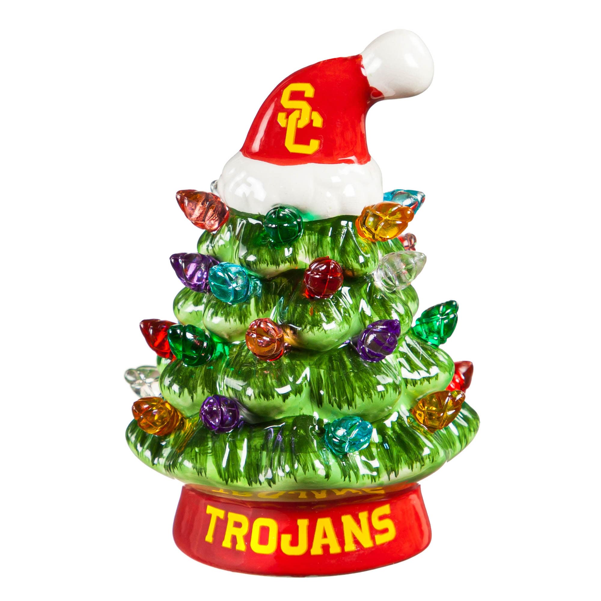 Alt View 1. Evergreen Enterprises - USC Trojans 2-Pack 4" Ceramic LED Christmas Tree Set - Multicolor.