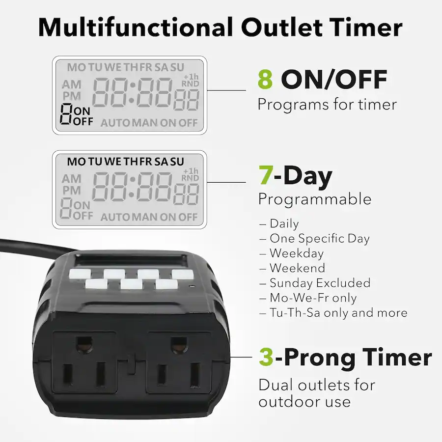 BN LINK 7 Day Outdoor Heavy Duty Digital Programmable Timer, Dual ...
