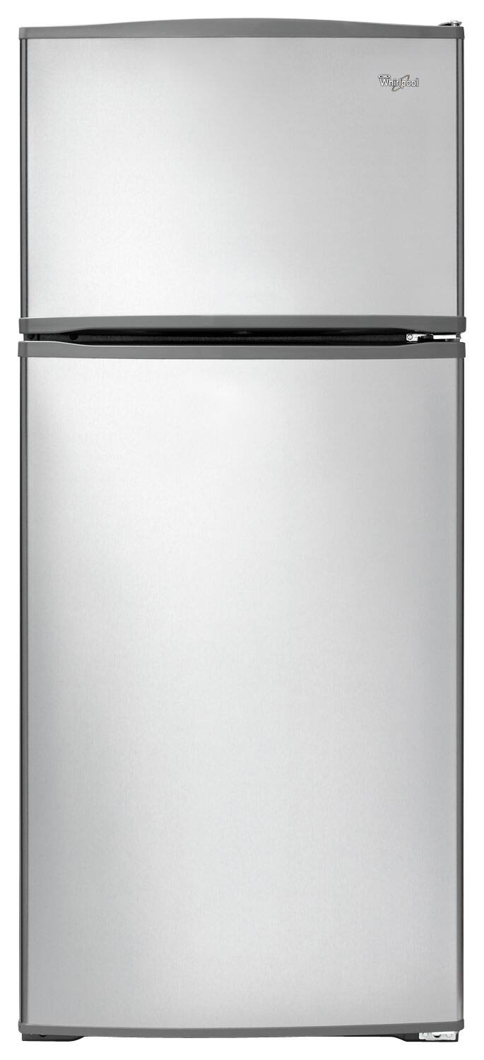 Front. Whirlpool - 16.0 Cu. Ft. Top-Freezer Refrigerator - Monochromatic Stainless Steel.