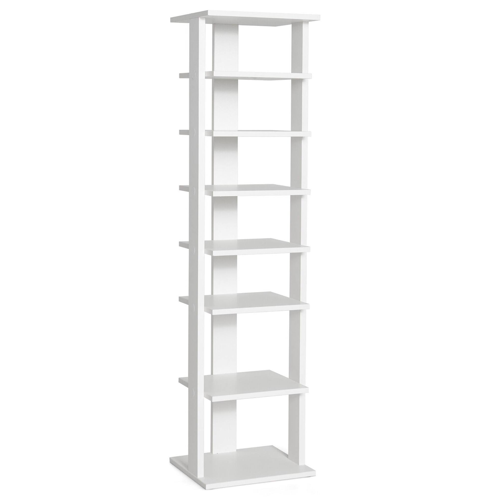 Alt View 9. Gymax - Gymax 7-Tier Wooden Shoe Rack Narrow Vertical Shoe Stand Storage Display Shelf White - White.