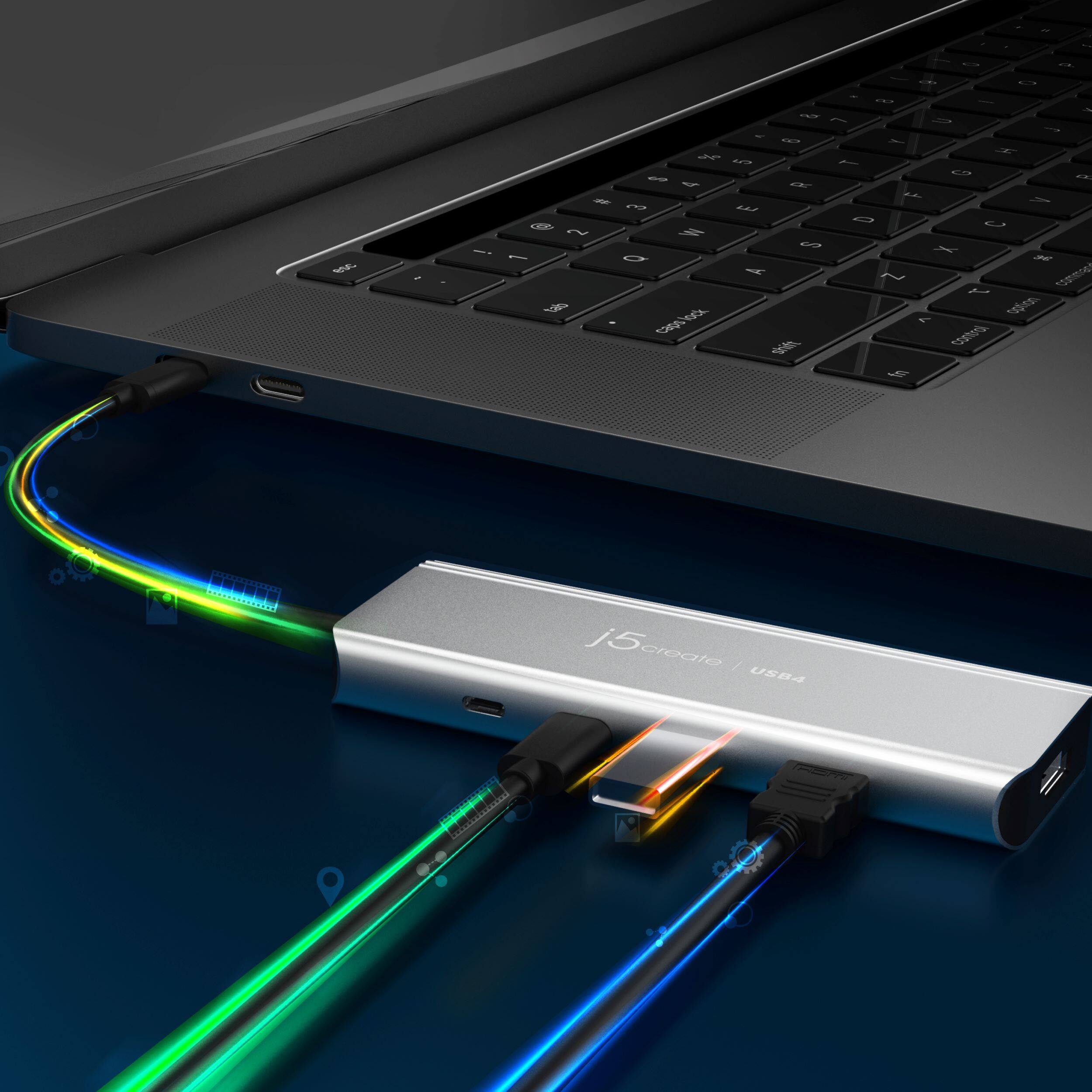 Alt View Zoom 11. j5create - USB4 Dual 4K Multi-Port Hub - Space Gray/Black.