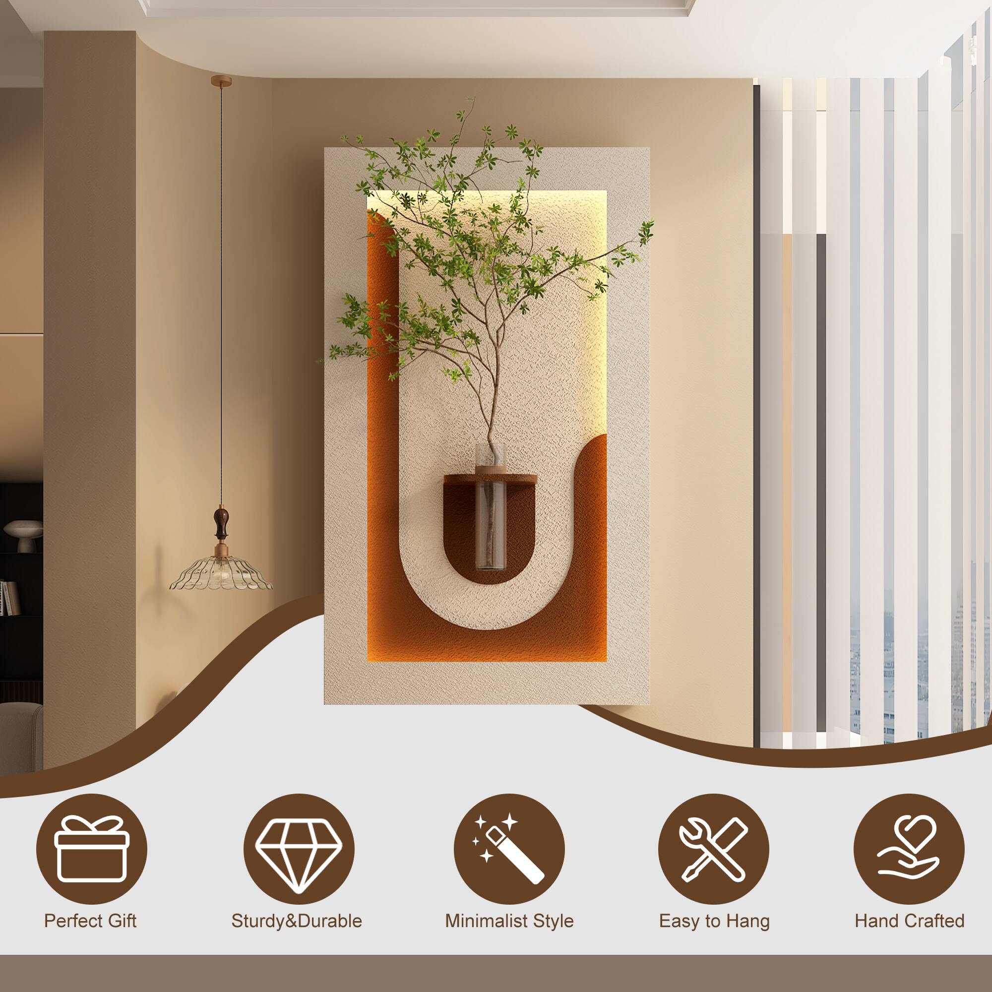 Perfect Gift  
Sturdy & Durable  
Minimalist Style  
Easy to Hang  
Hand Crafted