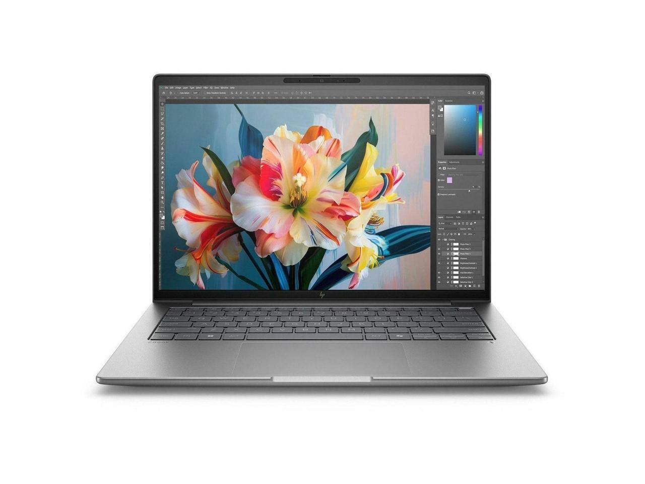 Alt View 1. HP - HP ZBook 8 G1i 14" Touch - Intel Core Ultra 7 - 16 GB - 512 GB SSD - Win 11 Pro - RTX 500 & Intel Arc - Wi-Fi 7 - Meteor Silver.