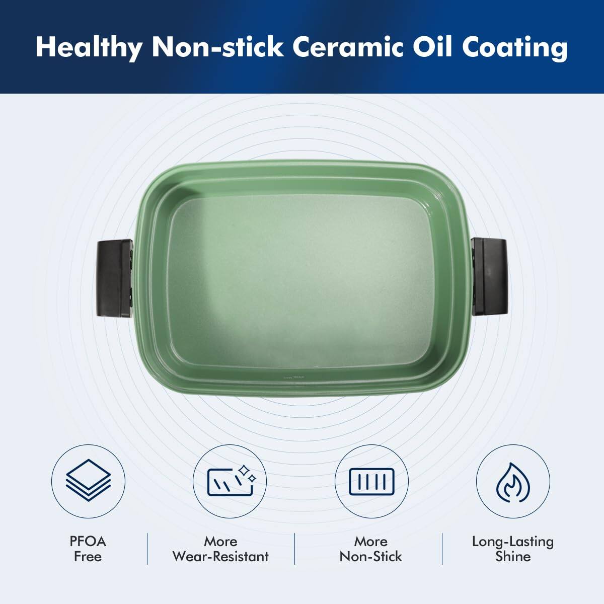 Healthy Non-stick Ceramic Oil Coating  
PFOA Free  
More Wear-Resistant  
More Non-Stick  
Long-Lasting Shine