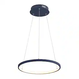 Jonathan Y - Brice 15.75" Modern Contemporary Metal Round Dimmable Integrated LED Pendant - Navy