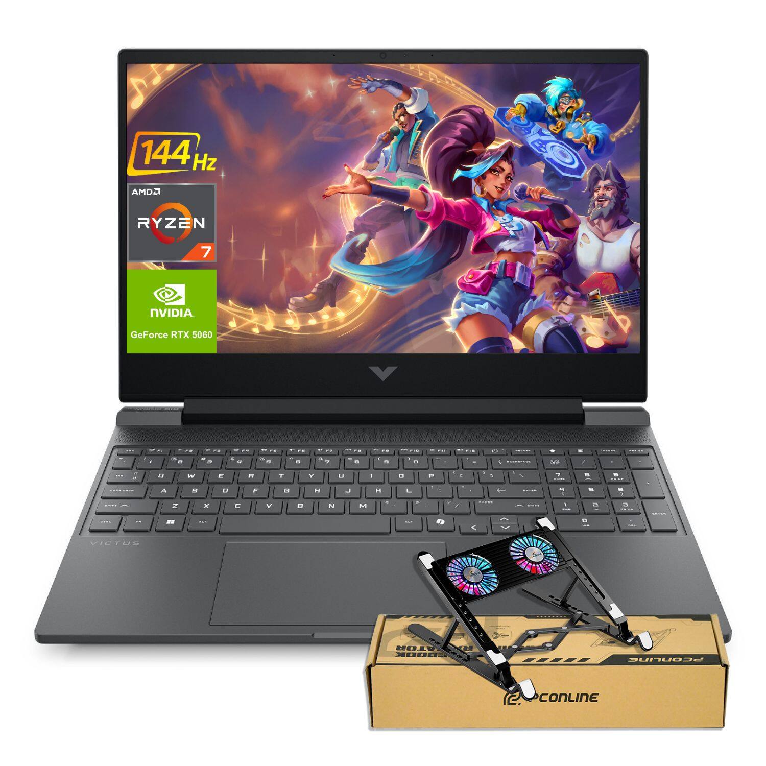 HP - Victus 15.6" FHD 144Hz Laptop - AMD Ryzen AI 7 350 - 64GB RAM - 4TB SSD - NVIDIA GeForce RTX 5060 - PCO Laptop Cooler - Black