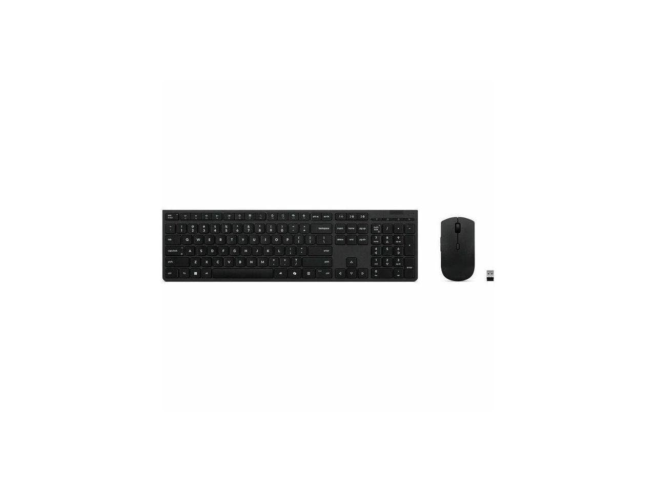 Front. Lenovo - Lenovo Wireless Rechargeable Keyboard & Mouse Combo - US English - Gray - Gray.