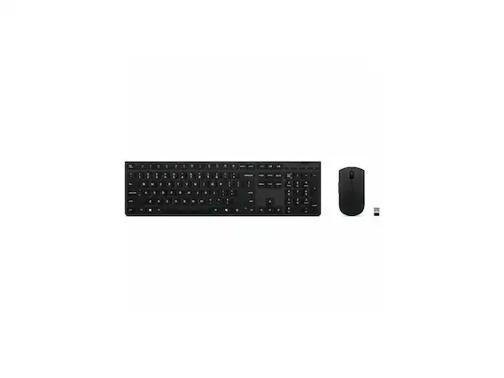 Front. Lenovo - Lenovo Wireless Rechargeable Keyboard & Mouse Combo - US English - Gray - Gray.