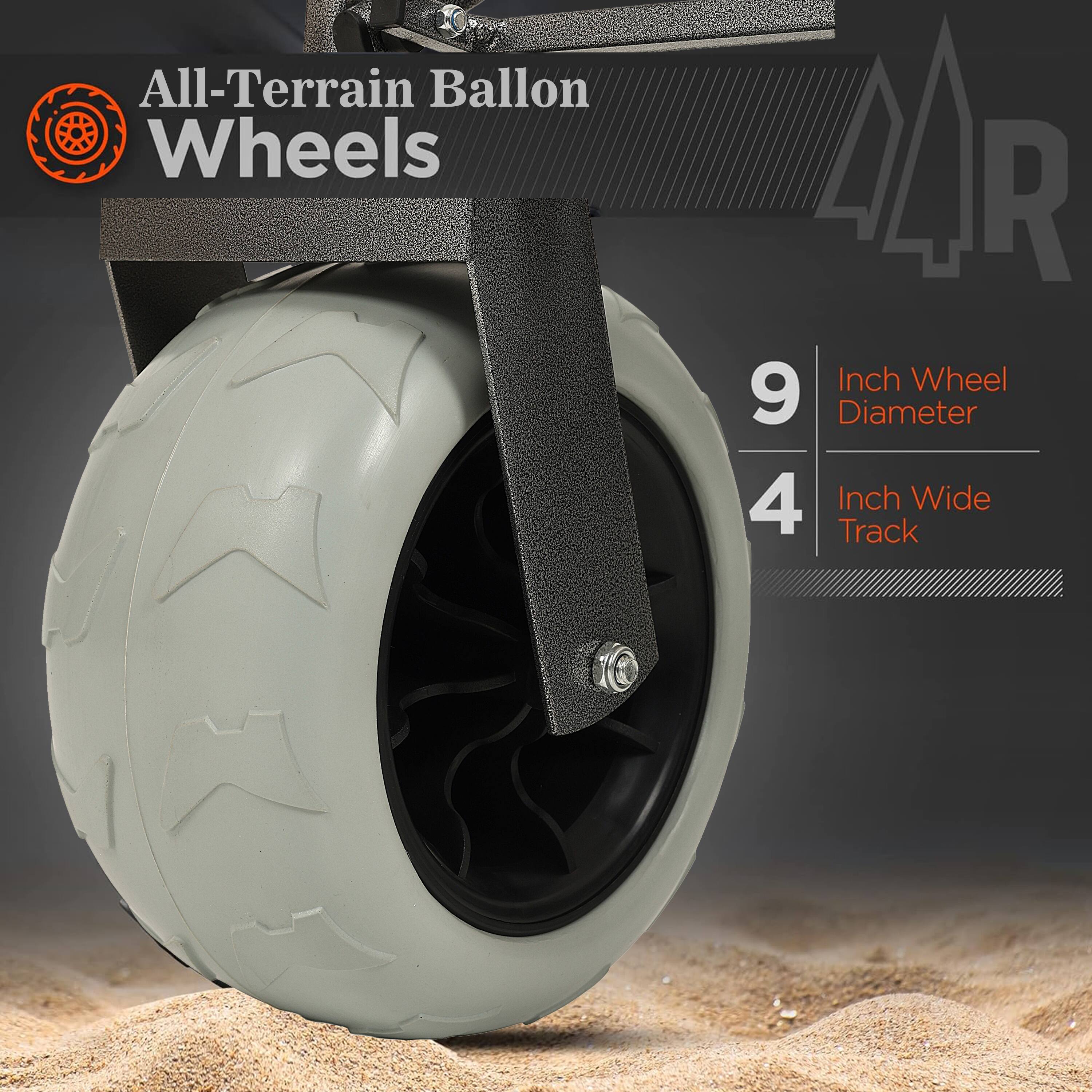 All-Terrain Ballon Wheels

9 Inch Wheel Diameter

4 Inch Wide Track