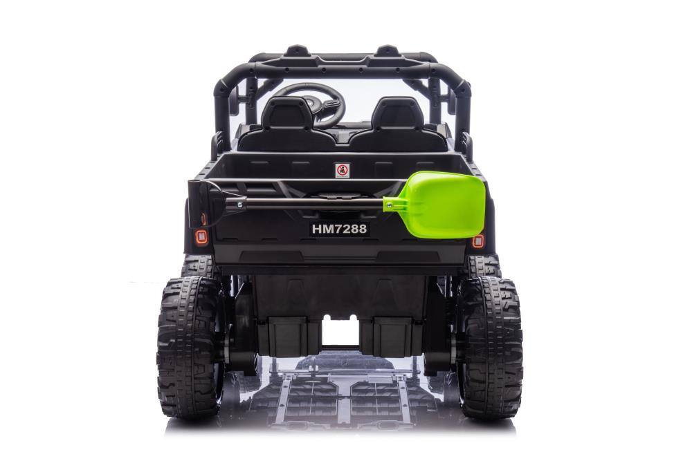 Alt View 2. BreeBe - 24V 2-Seater Kids Ride On Dump Truck, 4WD 6-Wheel w/ Remote, Electric Dump Bed, Toy Shovel, LED Lights, Music, Ages 3+ - Black.