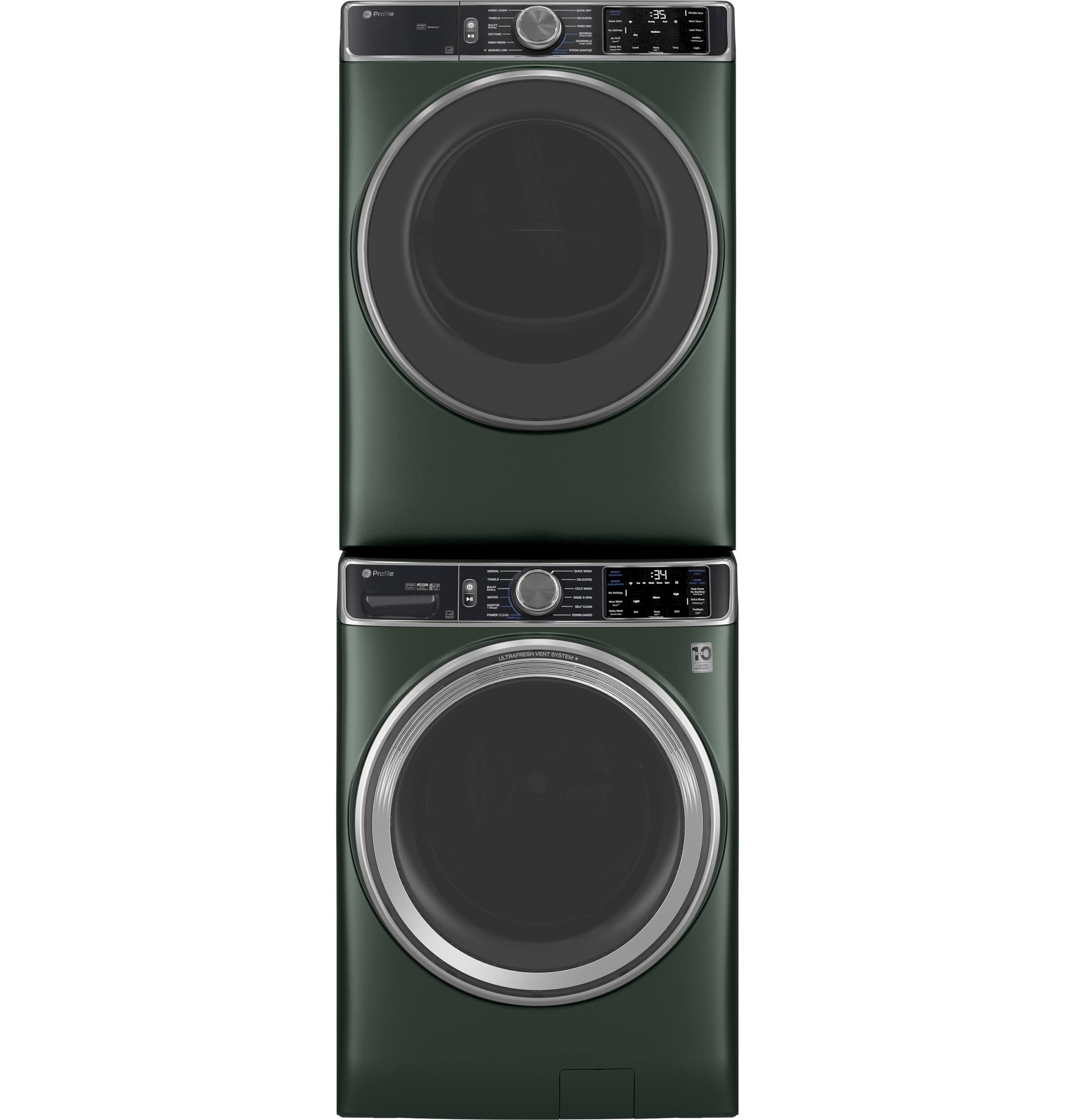 Alt View 18. GE Profile - 7.8 Cu. Ft. Stackable Smart Gas Dryer with Steam and Sanitize Cycle - Jade Green.