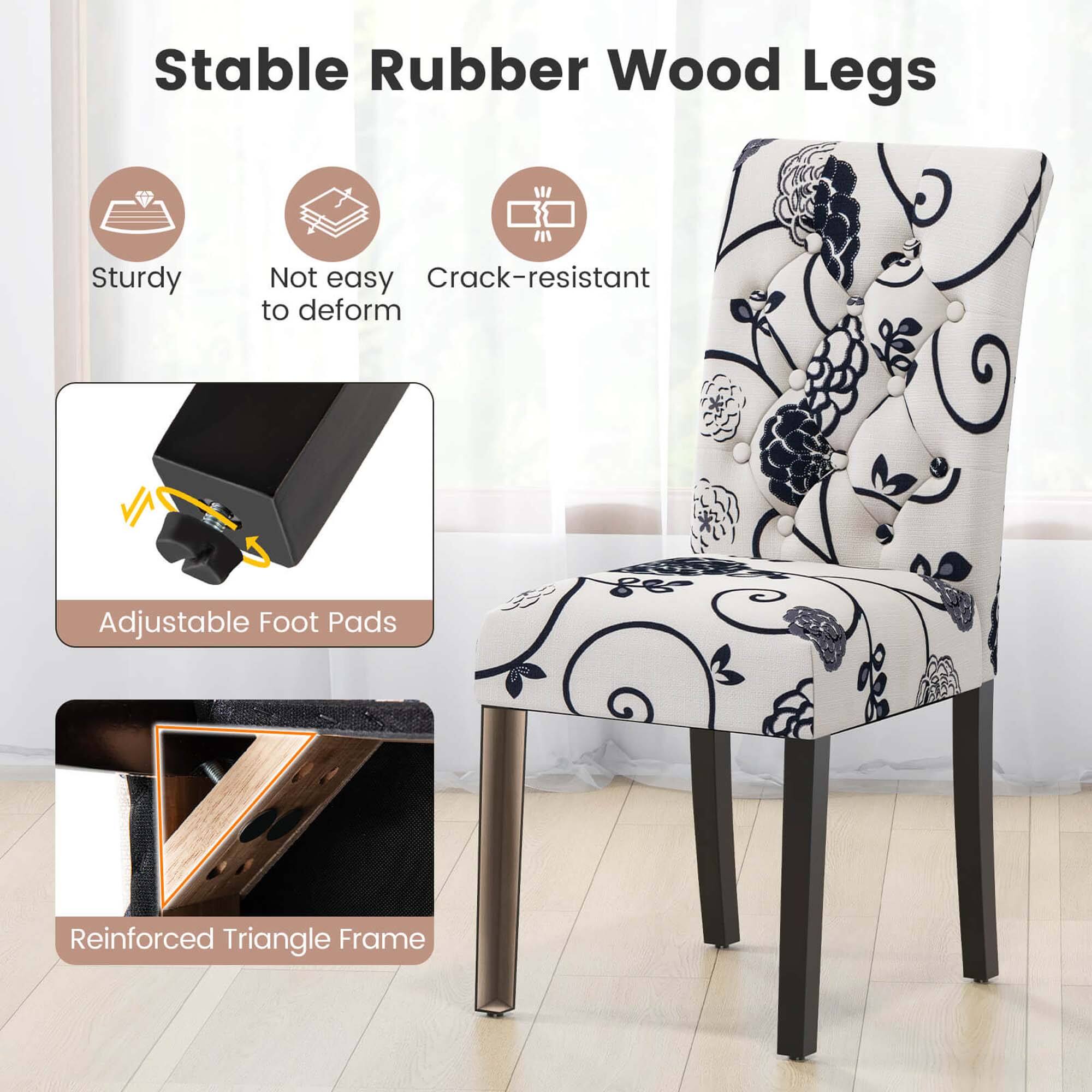 Stable Rubber Wood Legs

- Sturdy
- Not easy to deform
- Crack-resistant

Adjustable Foot Pads

Reinforced Triangle Frame