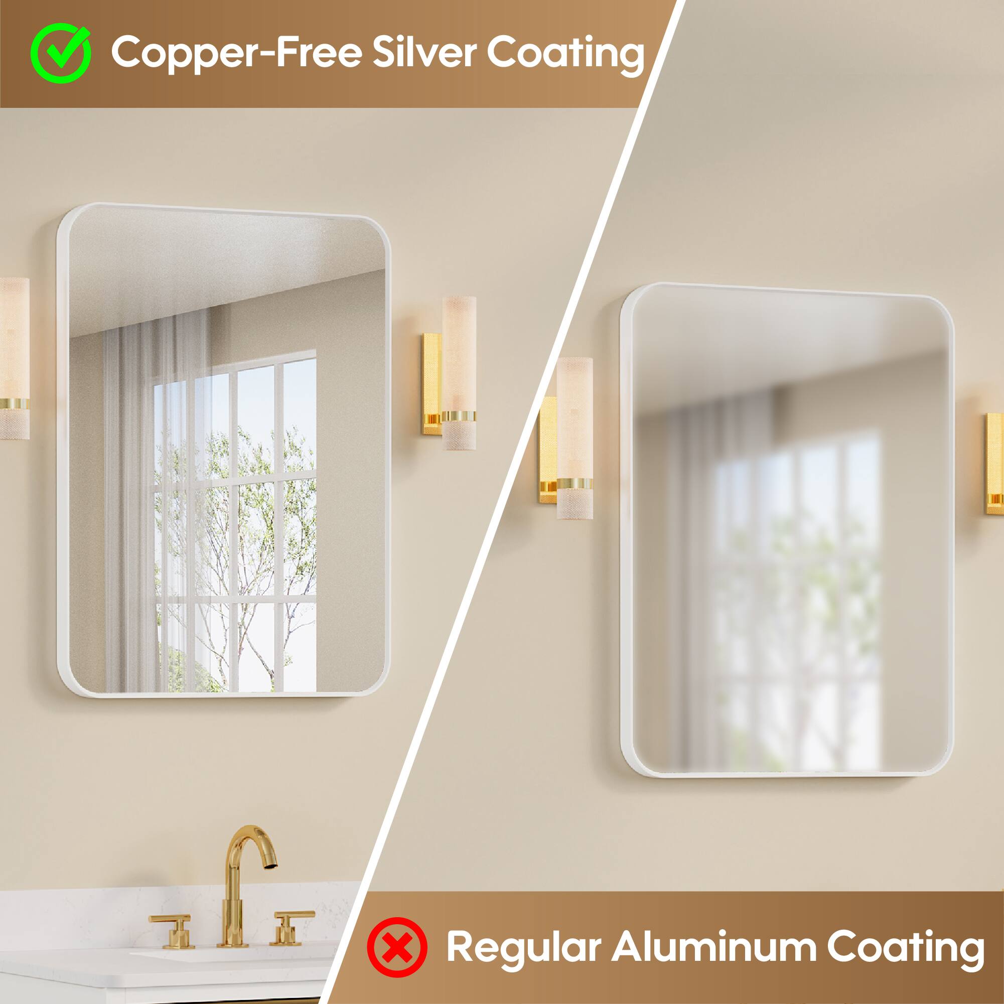 Copper-Free Silver Coating  
Regular Aluminum Coating