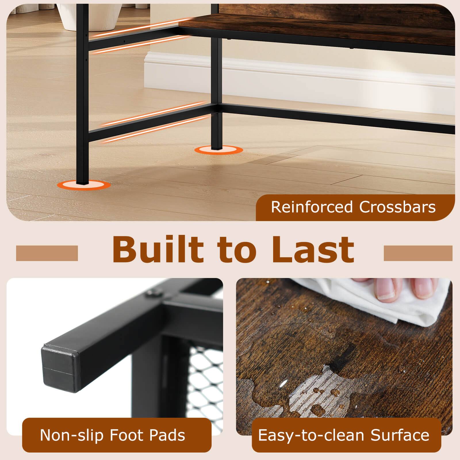 Reinforced Crossbars  
Built to Last  
Non-slip Foot Pads  
Easy-to-clean Surface