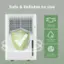 The text on the image can be grouped and corrected as follows:

1. Safe & Reliable to Use: This is a claim about the product's safety and reliability.
2. Water Full Protection: This is a feature of the product, indicating that it provides full protection against water.
3. Auto Defrost Function: This is a feature of the product, indicating that it has an automatic defrost function.
4. ETD Listed: This is a claim about the product's listing with the ETD organization.
5. ETL & DOE Certification: This is a claim about the product's certification with the ETL and DOE organizations.