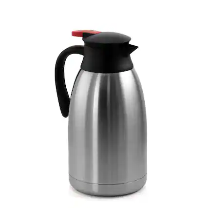 Front. MegaChef - MegaChef 2.11 Quart Stainless Steel Thermal Beverage Carafe for Coffee and Tea - Silver and Black.