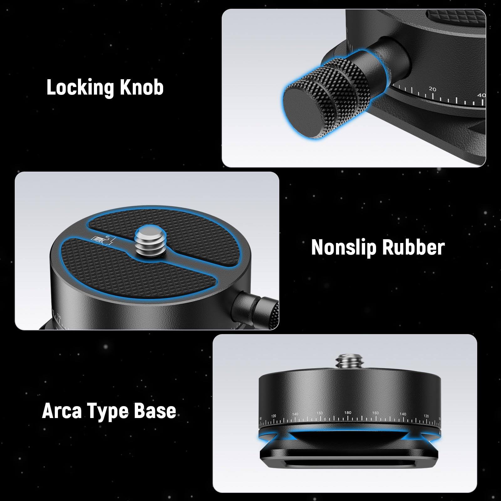 Locking Knob  
Nonslip Rubber  
Arca Type Base