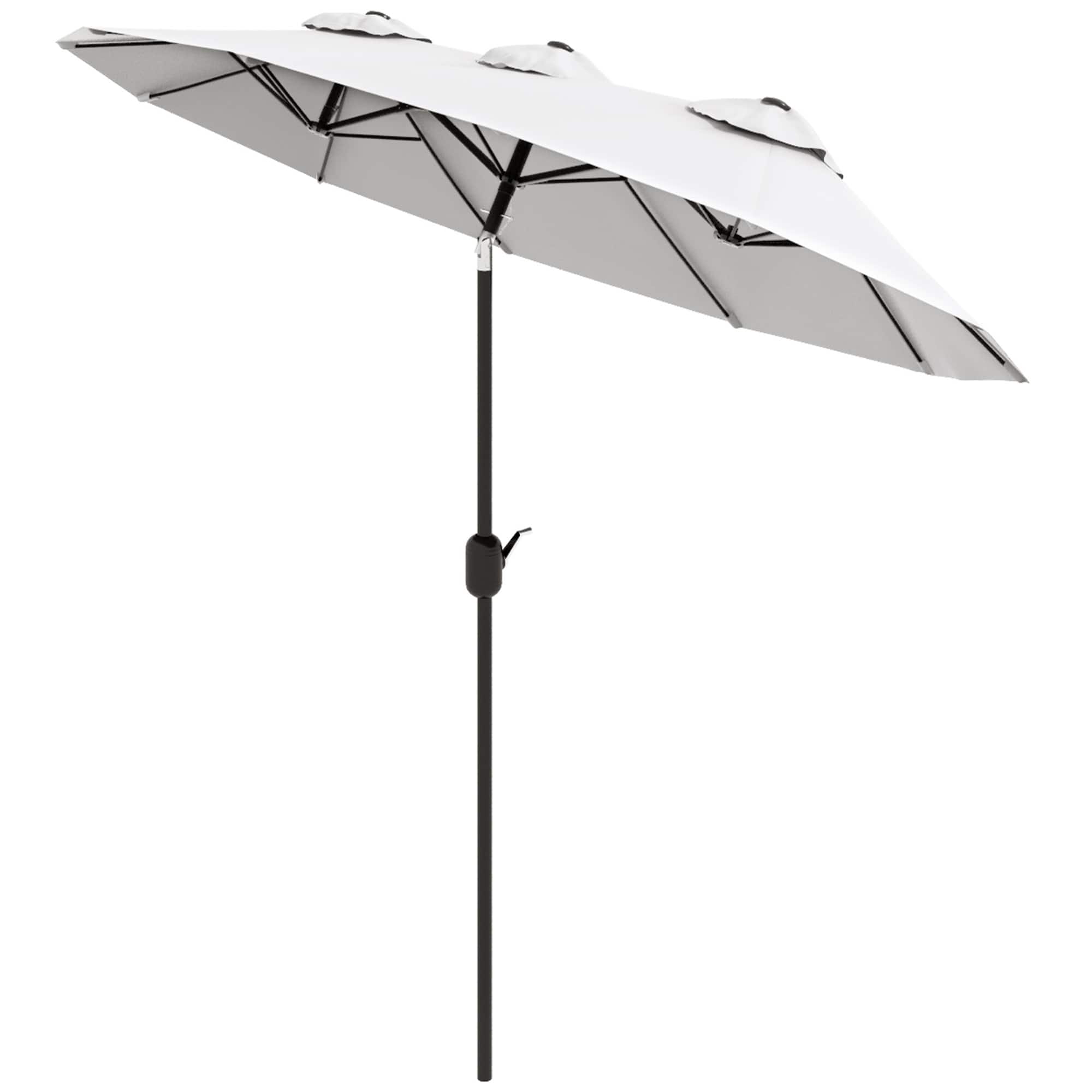 Outsunny - Double-sided Patio Umbrella with 3 Air Vents, Tilt and Crank - Cream