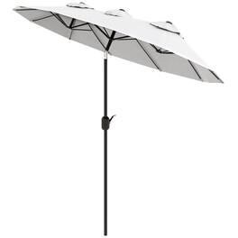 Outsunny - Double-sided Patio Umbrella with 3 Air Vents, Tilt and Crank - Cream