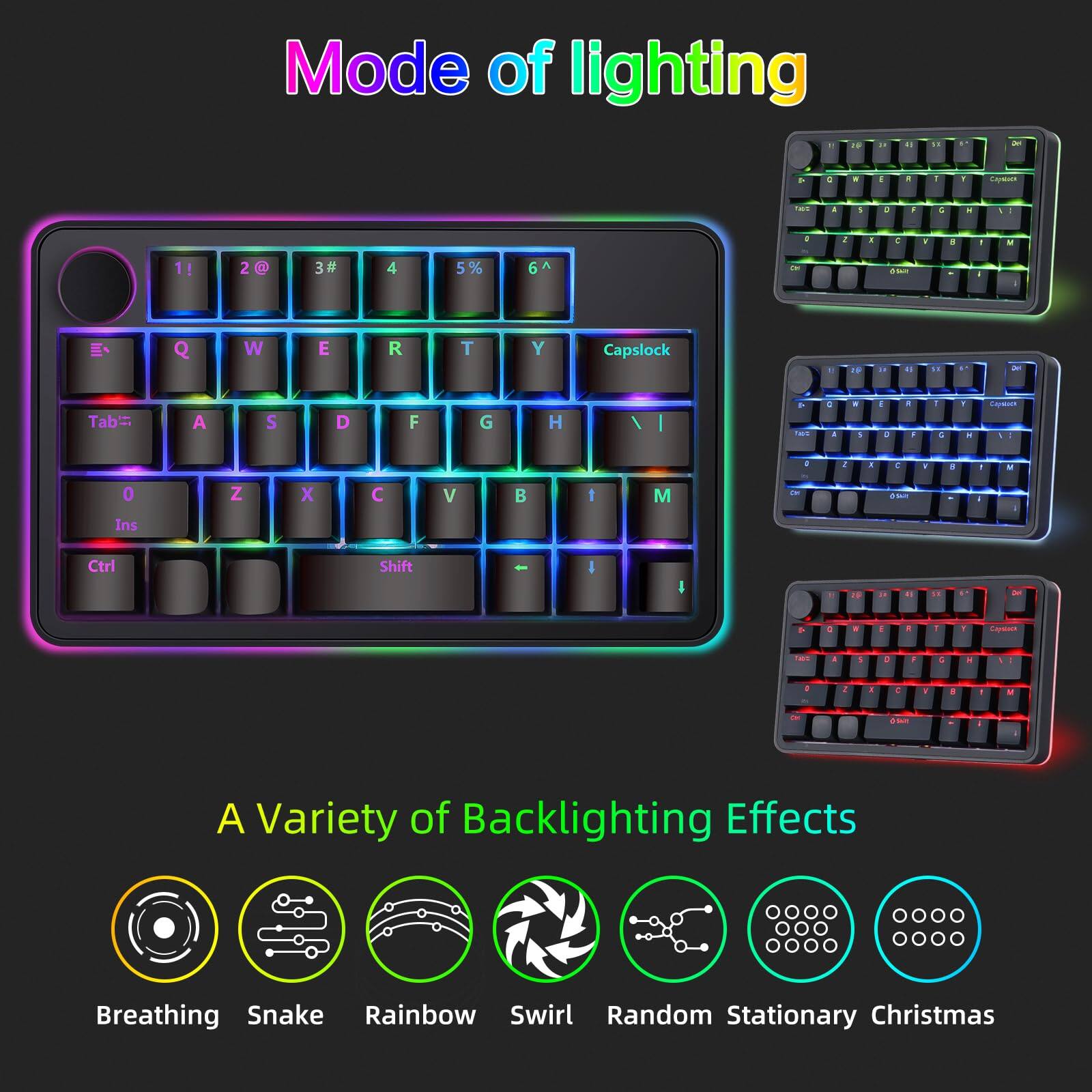 Mode of lighting

A Variety of Backlighting Effects

Breathing Snake Rainbow Swirl Random Stationary Christmas