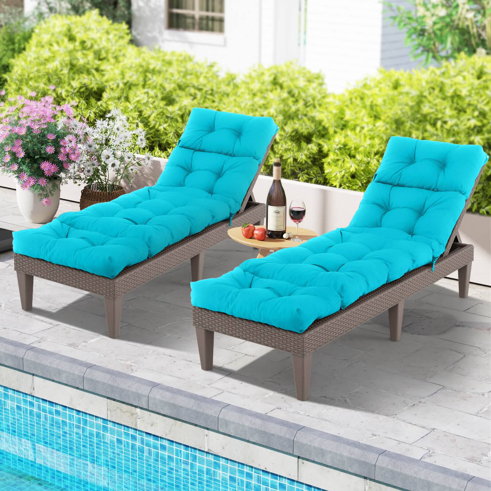 Alt View 4. Costway - Costway 2 PCS 73" Lounge Chaise Cushion Padded Recliner Cushion Indoor Outdoor - Turquoise.