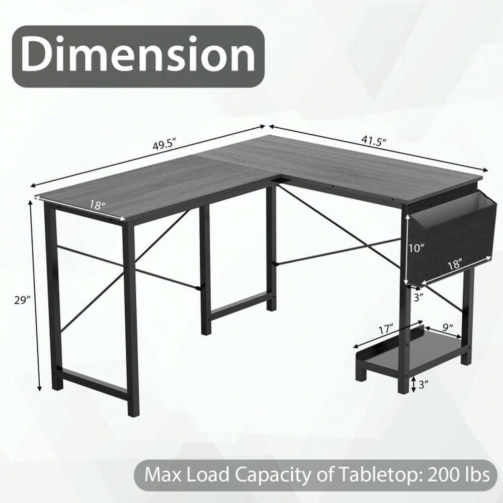 Dimension:  
49.5" x 41.5" x 18" x 10" x 18" x 29" x 3" x 17" x 9" x 3"  
Max Load Capacity of Tabletop: 200 lbs