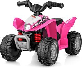 Costway - Kids Ride On ATV 6V Electric Vehicle 4 Wheeler Battery Powered Motorized Quad Toy Car with LED Lights - Pink