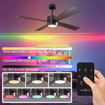 Parrot Uncle 52 Inch RGB Smart Ceiling Fan with Lights – Modern Parrot Uncle 52 Inch RGB Smart Ceiling Fan with Lights – Modern