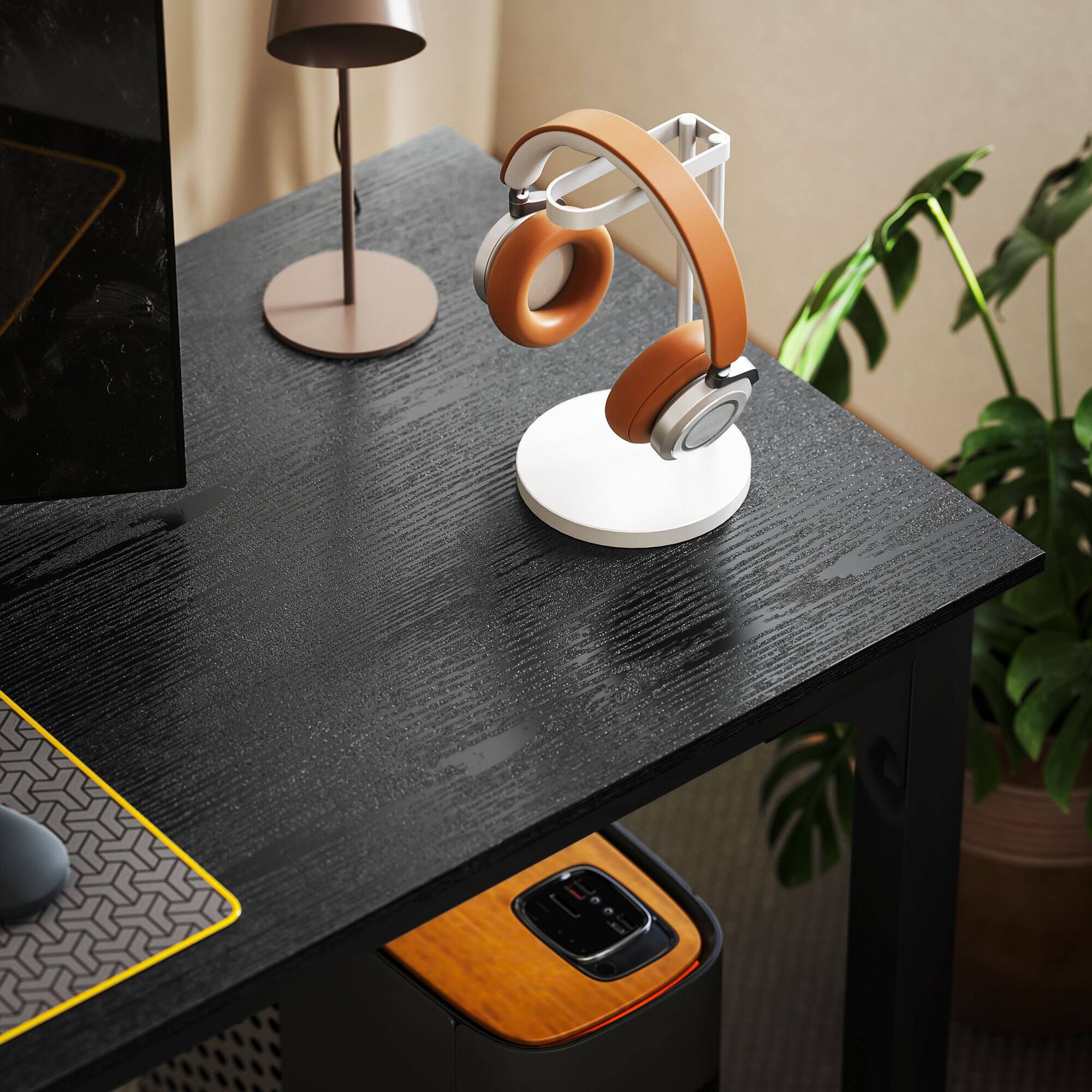 Alt View 2. GOODSILO - Industrial Style Computer Desk with Metal Frame for Home Office, Study, and Multipurpose Use - Black.